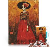 Puzzle da 1000 pezzi per adulti Donna del giorno dei morti nel campo Fatto di carta，per età pari o superiore a 14 anni Giochi educativi Decorazione della casa Ottimi regali e giocattoli。