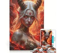 Puzzle da 1000 pezzi per adulti, "Donna demone in un paesaggio infuocato", gioco educativo, difficile e stimolante, collezione d'artista, belle arti 38x26cm