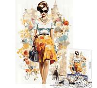 Puzzle da 1000 pezzi per adulti donna elegante in un paesaggio urbano illustrazione di moda giocattolo decorazione da parete regalo per compleanni gioco impossibile collezione di artisti belle arti