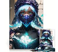 Puzzle da 1000 pezzi per adulti "Donna guerriera con maschera", ideale per stimolare la memoria, un passatempo rilassante e una sorpresa di compleanno di alta qualità (38x52cm)