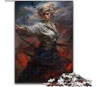 Puzzle da 1000 pezzi per adulti, donna guerriera fantasy, in legno, regalo divertente e attività per la casa, 50x75cm, per compleanni, feste e occasioni speciali