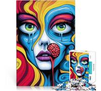 Puzzle da 1000 pezzi per adulti Donna psichedelica surreale Allena il tuo cervello e le tue mani Lista dei desideri con Babbo Natale 75x50cm