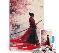 Puzzle da 1000 pezzi per adulti Donna samurai in rosso per il giocattolo di sfida del gioco educativo Decorazioni e regali unici per la casa 75x50cm