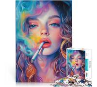 Puzzle da 1000 pezzi per adulti Donna sexy che fuma Difficile da completare ma divertente e umoristico Giocattoli per la decorazione della casa 75x50cm