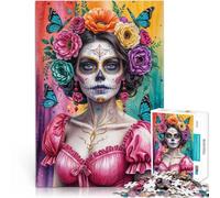Puzzle da 1000 pezzi per adulti Donna teschio di zucchero con fiori Gioco educativo per famiglie Migliorare l'amore tra le coppie 50x70cm
