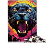 Puzzle da 1000 pezzi per adulti Doodle Black Panther giochi educativi con poster coordinati e foglio quiz 26 x 38 cm