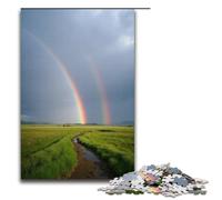 Puzzle da 1000 pezzi per adulti Doppio arcobaleno attraverso la valle dopo la pioggia Gioco di puzzle Decorazione perfetta per adolescenti dai 14 anni in su 1000 pezzi (75x50 cm)