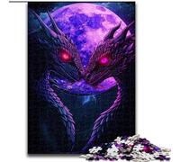 Puzzle da 1000 pezzi per adulti Draghi sotto la luna in legno, idea regalo unica per decorare la casa fai da te 50x75cm, attività per adulti e famiglie, regalo per decorare la casa fai da te