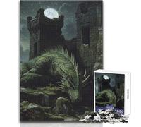 Puzzle da 1000 pezzi per adulti Drago addormentato nelle rovine del castello Regalo di compleanno Giocattoli fai da te per bambini dai 14 anni in su (dimensioni 38x26cm)