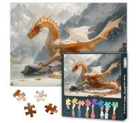 Puzzle da 1000 pezzi per adulti, drago alato, bianco come opera d'arte mistica, robusto puzzle per rilassarsi come gioco familiare per la decorazione da parete in camera da letto, 50,5 x 70,5 cm