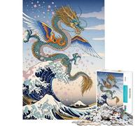Puzzle da 1000 pezzi per adulti Drago Alato Grande Onda Gioco rompicapo Taglio di precisione Regalo di compleanno Regali (Dimensioni 50x75cm)