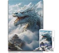 Puzzle da 1000 pezzi per adulti, drago asiatico, incontro nel cielo, tranquillo, rilassante, tempo libero, precisione fine, bordo artigianale, giocattolo, dimensioni 50x75cm