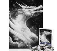 Puzzle da 1000 pezzi per adulti Drago bianco nello spazio giocattoli fai da te regali per donne e uomini gioco educativo con poster abbinato e foglio di quiz (dimensioni 50x75cm)