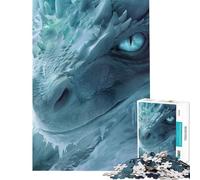 Puzzle da 1000 pezzi per adulti: Drago Bianco Occhi Blu Attività divertenti da fare a casa Un'opera d'arte un rompicapo per ragazzi dai 14 anni in su (38x52cm)