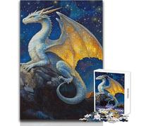 Puzzle da 1000 pezzi per adulti Drago bianco sulla cima di una montagna, ma anche un gioco educativo divertente e umoristico, regalo per donne e uomini (dimensioni 50x75cm)