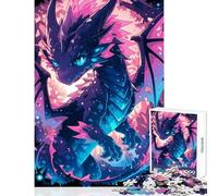 Puzzle da 1000 pezzi per adulti drago blu con punte rosa giocattolo decorazione da parete opera d'arte regalo per artisti di giochi educativi collezione di belle arti dimensioni 38x26cm