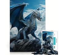 Puzzle da 1000 pezzi per adulti,Drago blu sulla montagna,gioco di squadra,gioco di risoluzione dei problemi,divertimento rilassante,decorazione natalizia 50x75cm