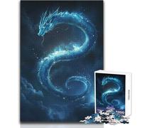 Puzzle da 1000 pezzi per adulti, drago blu tra le nuvole, giocattoli, giochi educativi per il divertimento in famiglia, opera d'arte, regalo, dimensioni 50x75cm