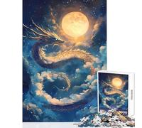 Puzzle da 1000 pezzi per adulti Drago celeste sotto cieli illuminati dalla luna Giocattolo educativo Regalo di compleanno Giochi rilassanti Collezione di artisti Belle arti Dimensioni 50x75cm