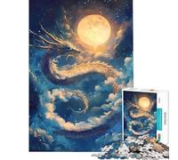 Puzzle da 1000 pezzi per adulti Drago Celeste sotto un cielo illuminato dalla luna difficile e stimolante gioco di analisi e logica rompicapo per ragazzi dai 14 anni in su 50x75cm