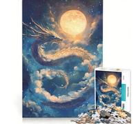 Puzzle da 1000 pezzi per adulti, Drago Celeste sotto un Cielo Illuminato dalla Luna, Gioco per Famiglia, Divertimento a Casa, Regalo di Compleanno, Regalo 50x75cm