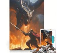 Puzzle da 1000 pezzi per adulti: Drago che combatte contro un cavaliere, gioco interattivo, attività per tutta la famiglia, ideale come regalo per tutta la famiglia 38x26cm