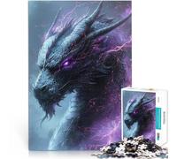 Puzzle da 1000 pezzi per adulti Drago con fulmine viola Antistress Vacanza in patria Uccidere il tempo con poster abbinato e foglio di quiz 38x26cm