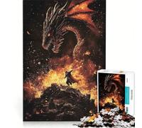 Puzzle da 1000 pezzi per adulti: Drago contro Cavaliere, epica battaglia, gioco pratico, migliora la memoria, compleanno e Natale 38x52cm