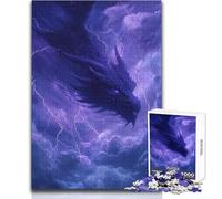 Puzzle da 1000 pezzi per adulti Drago della tempesta nel cielo elettrico Goditi ore di relax tranquille e accoglienti Giocattolo artigianale resistente e dal taglio netto Dimensioni 50x75cm