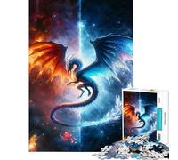 Puzzle da 1000 pezzi per adulti Drago di Fuoco e Ghiaccio giocattolo antistress modello da assemblare ideale come regalo per tutta la famiglia (38x52cm)