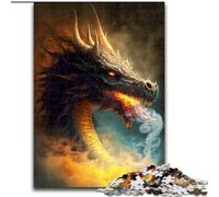 Puzzle da 1000 pezzi per adulti drago di fuoco in paradiso realizzato in legno un regalo perfetto per il divertimento in famiglia dimensioni 50x75cm ideale per compleanni vacanze Natale e Halloween.