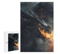 Puzzle da 1000 pezzi per adulti drago di fuoco nero adolescenti puzzle giocattolo decorazione da parete decorazione perfetta impegnativo per completare 1000 pezzi