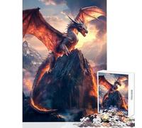 Puzzle da 1000 pezzi per adulti Drago di fuoco sul vulcano Giocattolo educativo Regalo per donne e uomini Gioco pratico Collezione di artisti,Belle arti Dimensioni 38x26cm