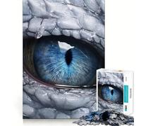 Puzzle da 1000 pezzi per adulti,Drago di ghiaccio dagli occhi blu,righello,decorazione Clean Fit,divertimento per stimolare la mente,gioco rilassante,regalo festivo per il tempo libero 38x26cm