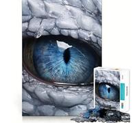 Puzzle da 1000 pezzi per adulti,Drago di Ghiaccio Occhi Blu,Righello,Pezzi Ben Tagliati,Attività Stimolante per la Mente,Divertimento Rilassante,Regalo Artistico di Compleanno 50x75cm