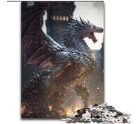 Puzzle da 1000 pezzi per adulti, drago di metallo furioso, puzzle in cartone per adulti, dimensioni 26x38cm, regalo perfetto per le feste, opera d'arte fai da te