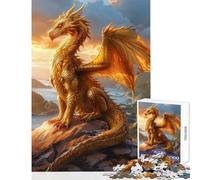 Puzzle da 1000 pezzi per adulti Drago dorato al tramonto Decorazione per la casa Giocattoli Idee regalo Gioco educativo Interessante riduzione dello stress Dimensioni 38x26cm