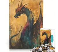 Puzzle da 1000 pezzi per adulti, Drago Dorato Antico, Gioco Impossibile, Sfida Difficile, Rafforza l'Amore tra le Coppie 50x75cm