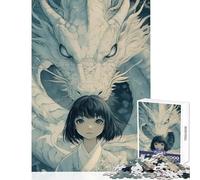 Puzzle da 1000 pezzi per adulti drago e ragazza giocattolo puzzle da 1000 pezzi decorazione da parete regalo di compleanno per tutta la famiglia (38x52cm)