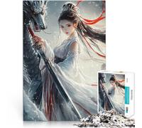Puzzle da 1000 pezzi per adulti Drago e Spada Fanciulla Giocattoli educativi per l'apprendimento Giochi per famiglie grande regalo 38x26cm