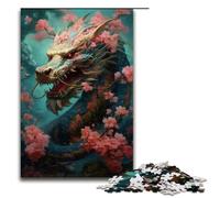 Puzzle da 1000 pezzi per adulti drago giapponese ciliegia decorazione perfetta per adolescenti dai 14 anni in su 75x50 cm