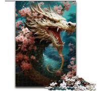 Puzzle da 1000 pezzi per adulti, drago giapponese, ciliegia, puzzle per adulti, regalo perfetto per le vacanze, giocattolo educativo, dimensioni 50X75cm