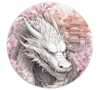 Puzzle da 1000 pezzi per adulti, drago giapponese, ciliegia, puzzle rotondi da 1000 pezzi per adulti, regalo per uomini e donne, per tutti i giorni e per occasioni speciali (67,5x67,5cm)