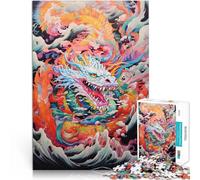Puzzle da 1000 pezzi per adulti, drago giapponese, giocattolo educativo intellettuale, regalo di compleanno per adolescenti dai 14 anni in su, 26 x 38 cm