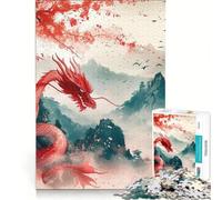 Puzzle da 1000 pezzi per adulti, drago giapponese, gioco per famiglie, rilassante e stimolante per la coppia 38x26cm