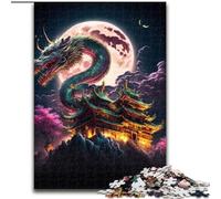Puzzle da 1000 pezzi per adulti, drago giapponese, in legno, regalo perfetto per genitori, amanti e amici - età 14+, dimensioni 50x75cm, ideale per compleanni, vacanze, Natale e Halloween