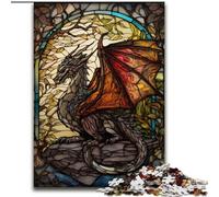 Puzzle da 1000 pezzi per adulti, drago in un bicchiere di vetro, in legno, regalo perfetto per bambini dai 14 anni in su, 50x75cm, gioco rompicapo per adolescenti, regalo perfetto per le feste