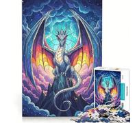 Puzzle da 1000 pezzi per adulti drago in vetro colorato sulla cima di una montagna gioco pratico decorazione per la casa collezione d'artista belle arti 38x26cm