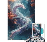 Puzzle da 1000 pezzi per adulti Drago Magico Bianco Fantasy Gioco Rilassante Gioco Educativo Sfida Giocattolo Regalo di Babbo Natale Segreto Analisi e Logica (dimensioni 50x75cm)