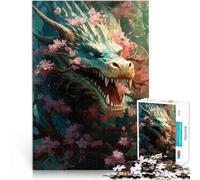Puzzle da 1000 pezzi per adulti Drago nel giardino rosso Fatto di cartone da 14 anni in su Migliorare la memoria regali per amici e familiari misurare：26x38cm/10.24 x 14.96pollice